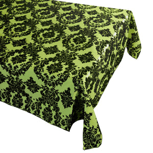 Flocking Damask Taffeta Tablecloth - Lime Green