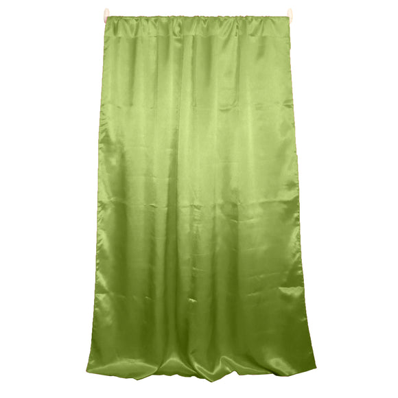 Shiny Satin Solid Single Curtain Panel Drapery 58 Inch Wide Lime Green