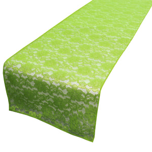 Light Weight Floral Sheer Lace Table Runner / Wedding Table Top Décor (Pack of 8) Lime Green