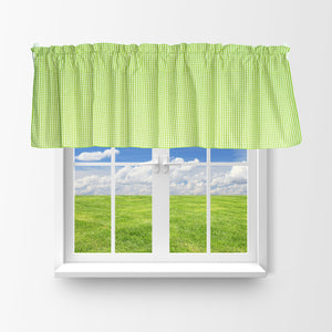 Cotton 1/8th Inch Small Gingham Checkered Window Valance 58" Wide Lime Green
