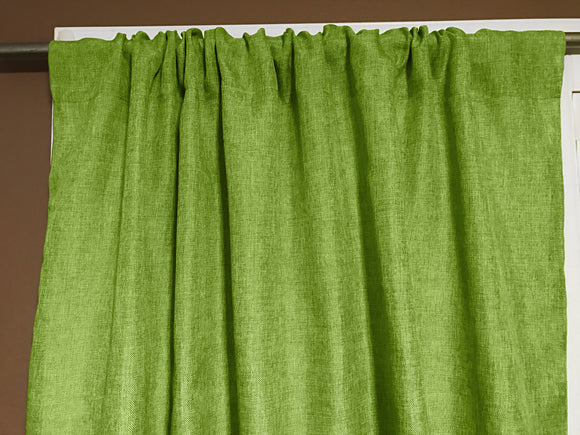Faux Burlap Texture Polyester Solid Single Curtain Panel 58 Inch Wide Lime Green