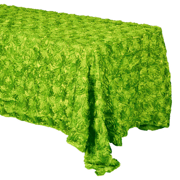 Satin Rosette 3D Pop-Up Floral Tablecloth Lime Green