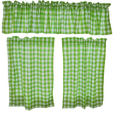 Cotton Gingham Checkered 3 Piece Window Valance Curtain Set (16 Colors)