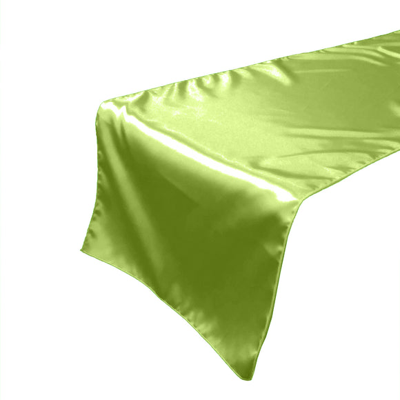 Shiny Satin Table Runner Solid Lime Green