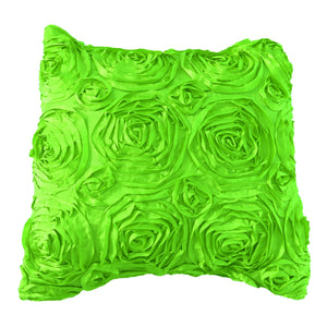 Satin Rosette Decorative Throw Pillow/Sham Cushion Cover Lime Green