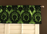 Flocked Damask Window Valance 58" Wide - Lime Green