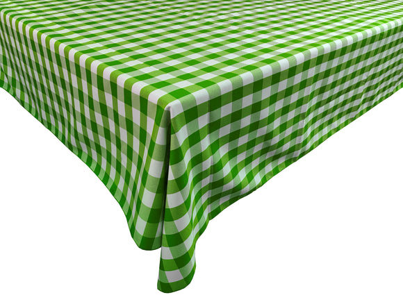 Polyester Poplin Gaberdine Durable Tablecloth Gingham Checkered Plaid Lime Green