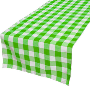 Cotton Print Table Runner Gingham Checkered - Lime Green