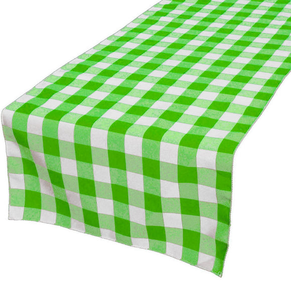 Cotton Print Table Runner Gingham Checkered Lime Green