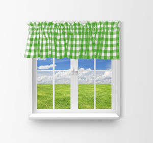 Cotton Gingham Checkered Window Valance 58" Wide Lime Green