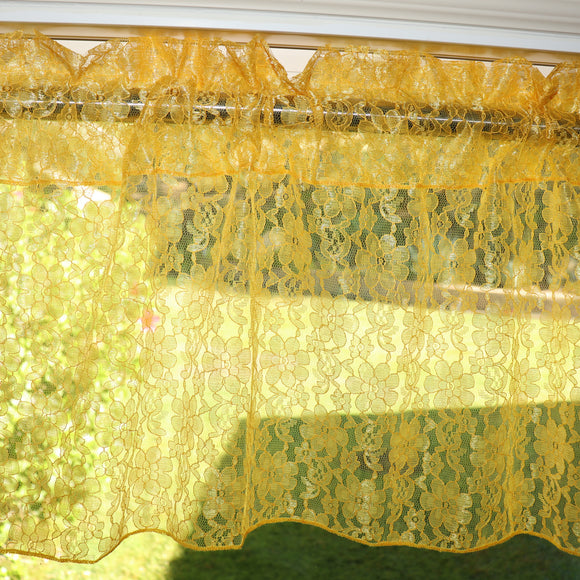 Floral Lace Window Valance 58 Inch Wide Marigold Yellow