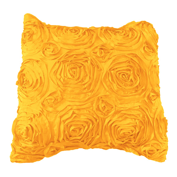 Satin Rosette Decorative Throw Pillow/Sham Cushion Cover Marigold Yellow