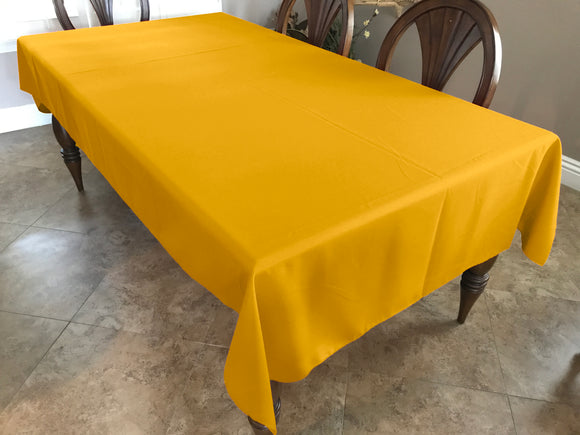Polyester Poplin Gaberdine Durable Tablecloth Solid Marigold Yellow