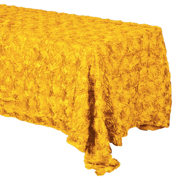 Satin Rosette 3D Pop-Up Floral Tablecloth Marigold Yellow