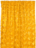 Satin Rosette 3D Pop up Flower Single Curtain Panel 54 Inch Wide - Marigold Yellow