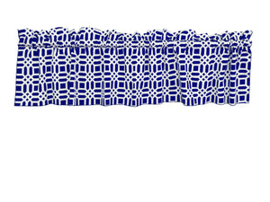 100% Cotton Window Valance Vector Pattern 58" Wide Geometric Blue