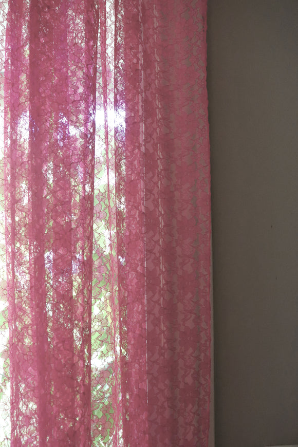 Floral Lace Window Curtain 58 Inch Wide Mauve