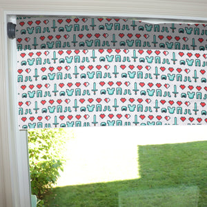 100% Cotton Minecraft Themed Window Valance 42" Wide Health and Equipment