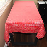 Cotton Tablecloth Polka Dots Print / Mini White Dots on Red