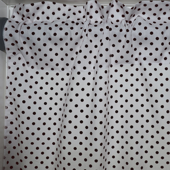 Cotton Window Valance Polka Dots Print 58 Inch Wide / Mini Dots Black on White