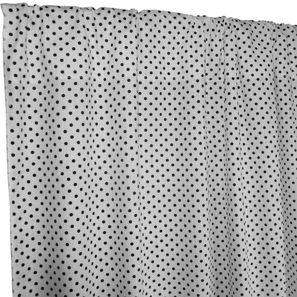 Cotton Curtain Polka Dots Print 58 Inch Wide / Mini Dots Black on White