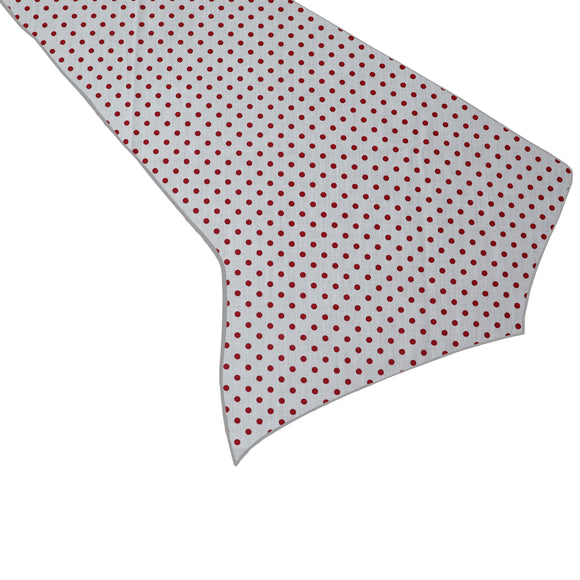 Cotton Print Table Runner Polka Dots Mini Dots Red on White