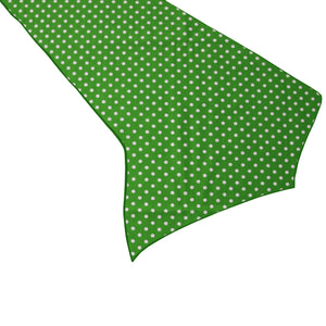 Cotton Print Table Runner Polka Dots Mini Dots White on Green