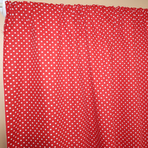 Cotton Curtain Polka Dots Print 58 Inch Wide / Mini Dots White on Red