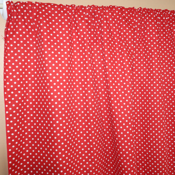 Cotton Curtain Polka Dots Print 58 Inch Wide / Mini Dots White on Red
