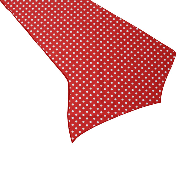 Cotton Print Table Runner Polka Dots Mini Dots White on Red