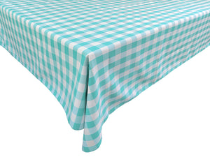 Polyester Poplin Gaberdine Durable Tablecloth Gingham Checkered Plaid - Mint