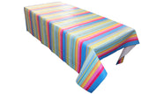 Multi Color Stripes PVC Plastic Tablecloth / Table Cover with Nonslip Flannel Backing
