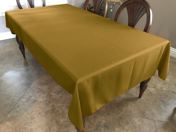 Polyester Poplin Gaberdine Durable Tablecloth Solid Dark Gold Mustard Yellow