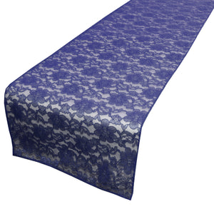 Light Weight Floral Sheer Lace Table Runner / Wedding Table Top Décor (Pack of 8) Navy