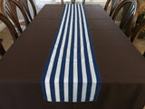 Cotton Print Table Runner 1 Inch Wide Stripes Navy