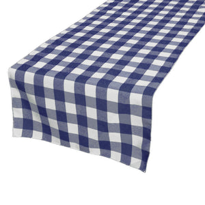 Cotton Print Table Runner Gingham Checkered Navy Blue