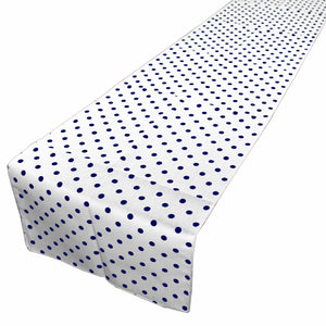 Cotton Print Table Runner Polka Dots Small Dots Navy on White