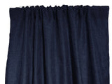 Faux Burlap Texture Polyester Solid Single Curtain Panel 58 Inch Wide - Navy