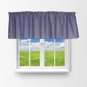 Cotton 1/8th Inch Small Gingham Checkered Window Valance 58" Wide Navy