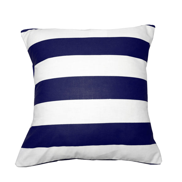 Cotton 2 Inch Stripe Decorative Throw Pillow/Sham Cushion Cover Navy & White