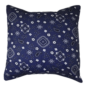 Cotton Floral Print Decorative Throw Pillow/Sham Cushion Cover Bandanna - Navy