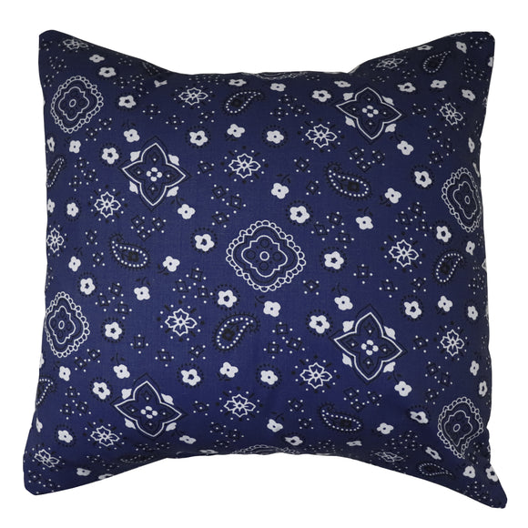 Cotton Bandanna Print Floral Decorative Throw Pillow/Sham Cushion Cover Navy