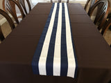 Cotton Print Table Runner 2 Inch Wide Stripes Navy