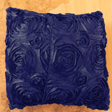 Satin Rosette Decorative Throw Pillow/Sham Cushion Cover Navy