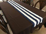 Cotton Print Table Runner 2 Inch Wide Stripes Navy
