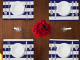 2" Wide Stripes Print Cotton Dinner Table Placemats Holiday Home Decoration 13" x 19" (Pack of 4)