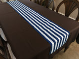 Cotton Print Table Runner 1 Inch Wide Stripes Navy