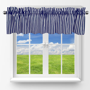 Cotton Window Valance Stripe Print 58 Inch Wide / 1/2 Inch Stripe Navy and White
