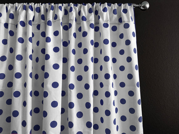 Cotton Curtain Polka Dots Print 58 Inch Wide / Navy on White