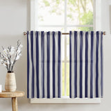 Cotton 2 Inch Wide Stripes Print Café Tier Curtains Window Treatment Kitchen Home Décor